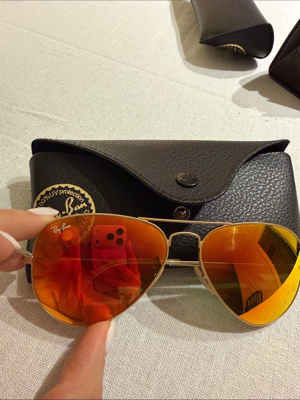 Ray-Ban Aviator Sunglasses with Orange Mirrored Lenses